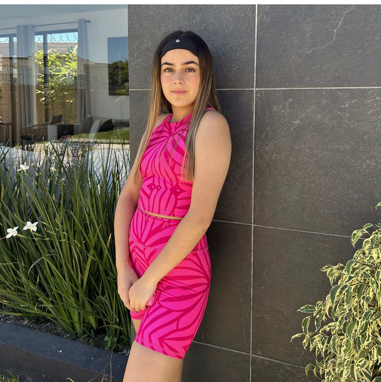 Hot Pink Print Shorts and Crop Top Set